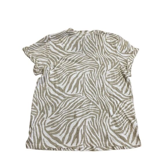 Anthropologie T.La Zebra Print Pocket V-Neck Short Sleeve Tee Shirt NWT small - Picture 2 of 6